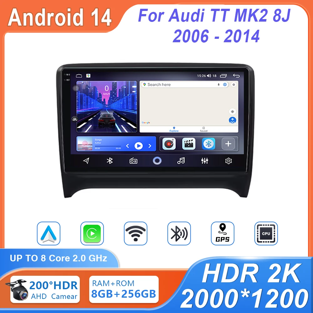 

Auto Radio Car Android For Audi TT MK2 8J 2006 - 2014 Multimedia Video Player Navigation Screen High-performance GPS No 2din DVD