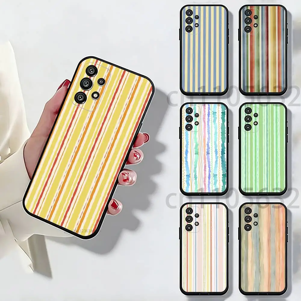 Colorful Striped Minimalist INS Couple Phone Case For Samsung Galaxy S21 22 23 24 S25 Ultra PlusS20 FE S10 Plus  Cover Funda