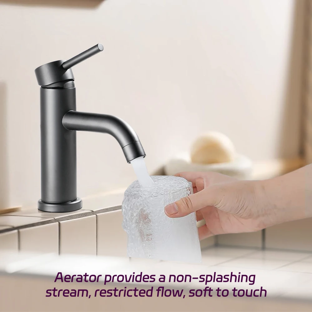 

Bathroom Faucet Single Hole Modern Bathroom Sink Faucet Vanity Bathroom Faucet - black