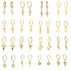 Boucles d'oreilles pendantes en Zircon, pendentif court, goutte d'oreille, anneau d'oreille, os doux, tendance, bijoux féminins, boucles d'oreilles pour femmes