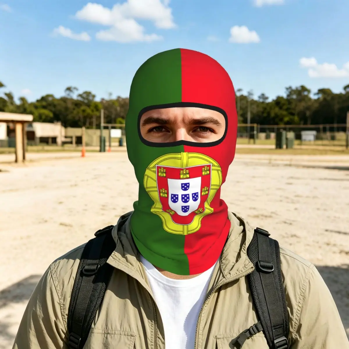 ポルトガル国旗バラクラバフルフェイスマスク通気性オートバイ冬暖かいフルカバーキャップネック防風防塵サイクリングキャップ