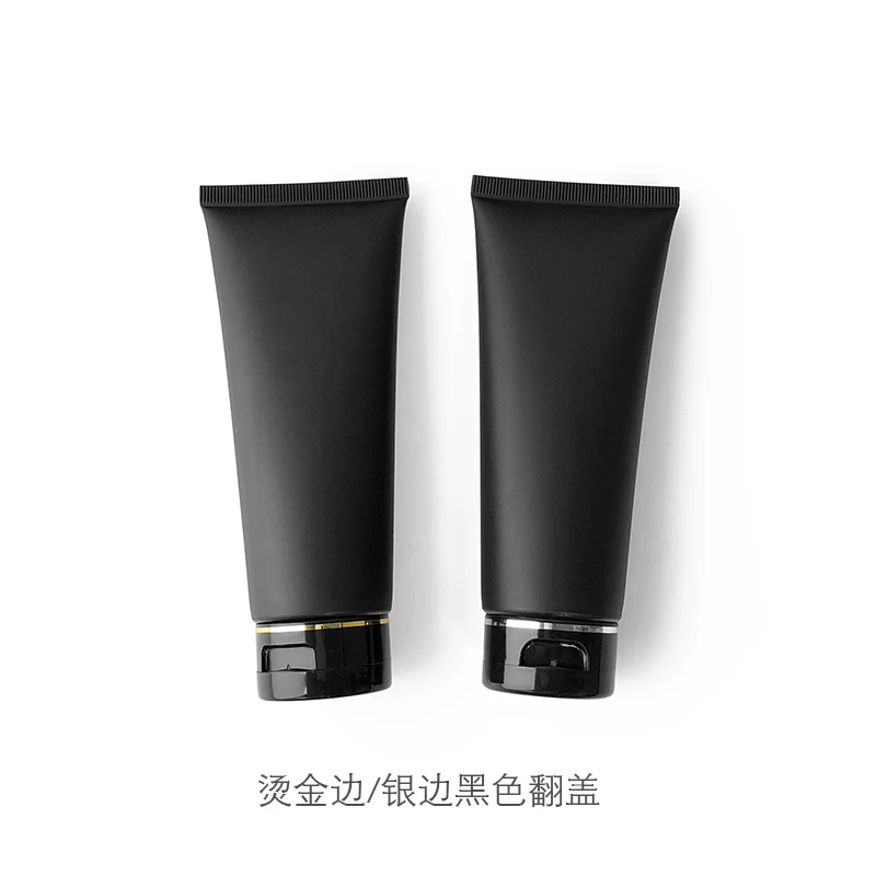 10-100pcs Empty 100ml Matte Black Soft Tube Plastic Squeeze Bottle Facial Cleanser Body Cream Cosmetic Container Flip Cap