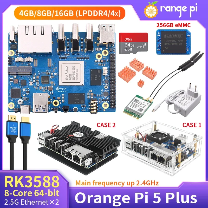 

Top! Orange Pi 5 Plus 16GB / 8GB / 4GB LPDDR4/4x RK3588 8-Core 64-Bit 2.5G Dual Ethernet Ports with PCIE Extension Support 8K Vi