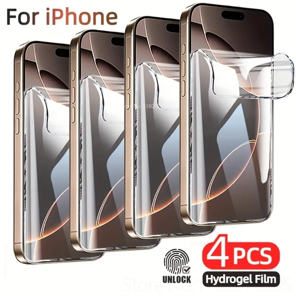 4PCS High-Definition Hydrogel Film für IPhone 17/16/15/14/13/12/11 Promax 17 Pro Mobile Screen Protector 13 Promax 8/7/6 Plus XR