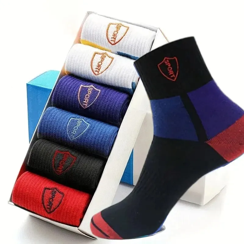 5 Pairs Men's Formal Color Block Socks, Comfortable Breathable Soft Quarter Socks For Business, Women Men's Socks & Hosiery