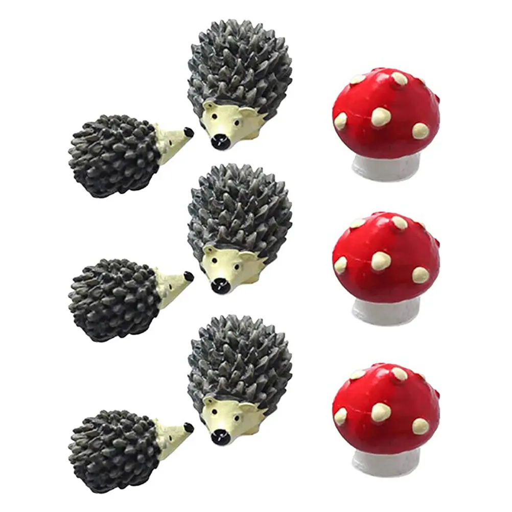 Premium Resin Hedgehog Mushroom Ornament Vivid Garden Decor Small Landscape Accessory Creative Adorable Home Office Desk