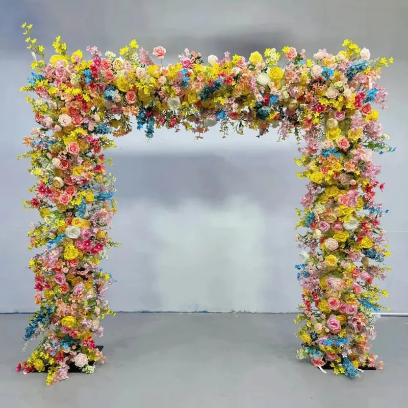 

Индивидуальный размер, квадратная арка, тканевое дно, белые розы, цветочная арка для свадебного украшения фона