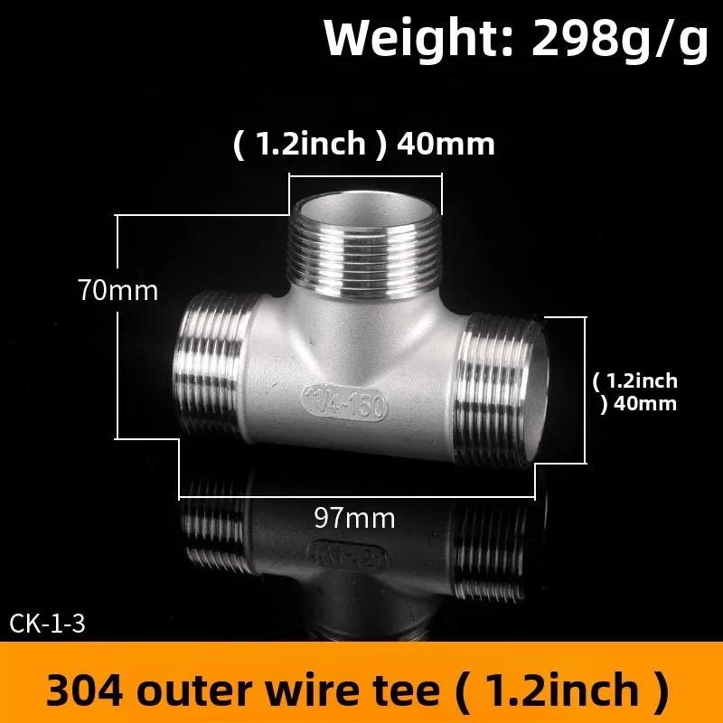 Three-Way Joint Inner And Outer Wire 1/2/3/4/6 Points 1/1.2/1.5/2 Inch Water Pipe Three-Way Accessories 304 Stainless Steel