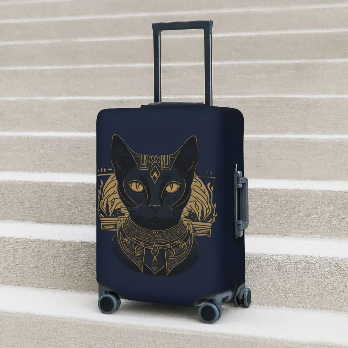 

Egyptian Goddess Bastet Art Of Ancient Egypt Suitcase Cover Protection Elastic Travel Luggage Protector Covers for 18-32 Inch