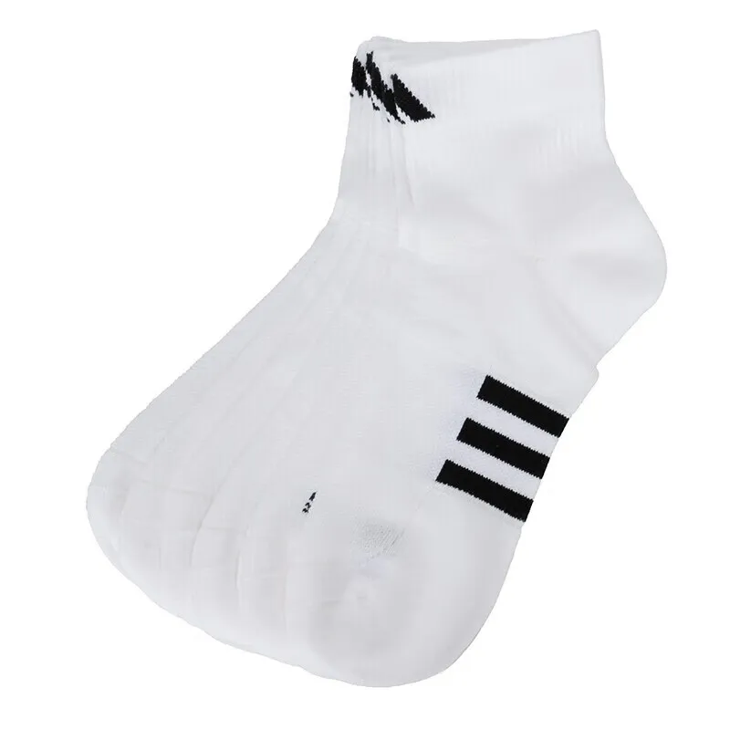 Adidas White Ankle - Length Sports Socks with Black Three - Stripes for Athletic and Daily Wear