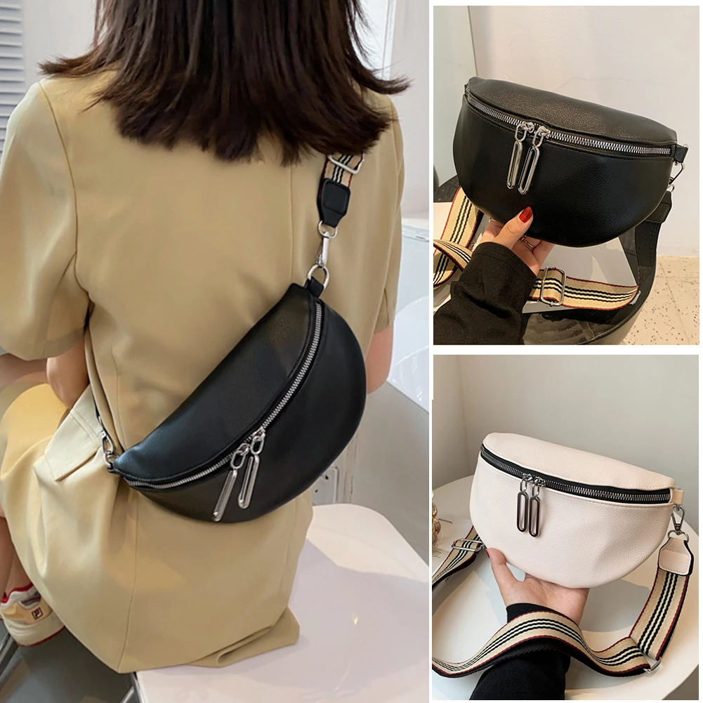 

2022 New Women's Versatile Crossbody Bags Breast Bag Fashion Simple Solid Color PU Retro Wide Strap Female Phone Purse Messenge