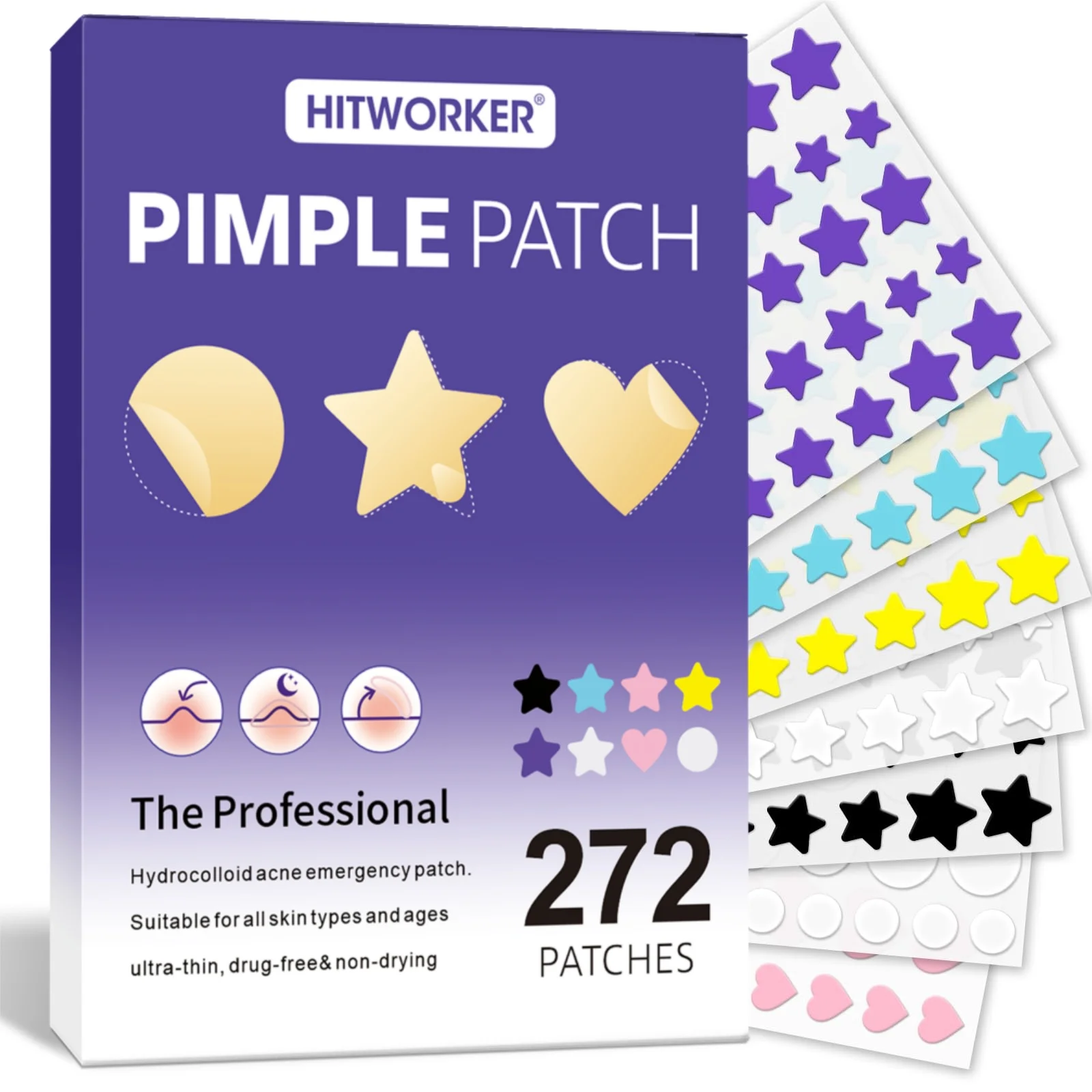 272 pcs Acne Patches - Gentle and Non-Irritating, Removes Acne and Cleanses Blemishes. Cell Regeneration Restores Your Natural S