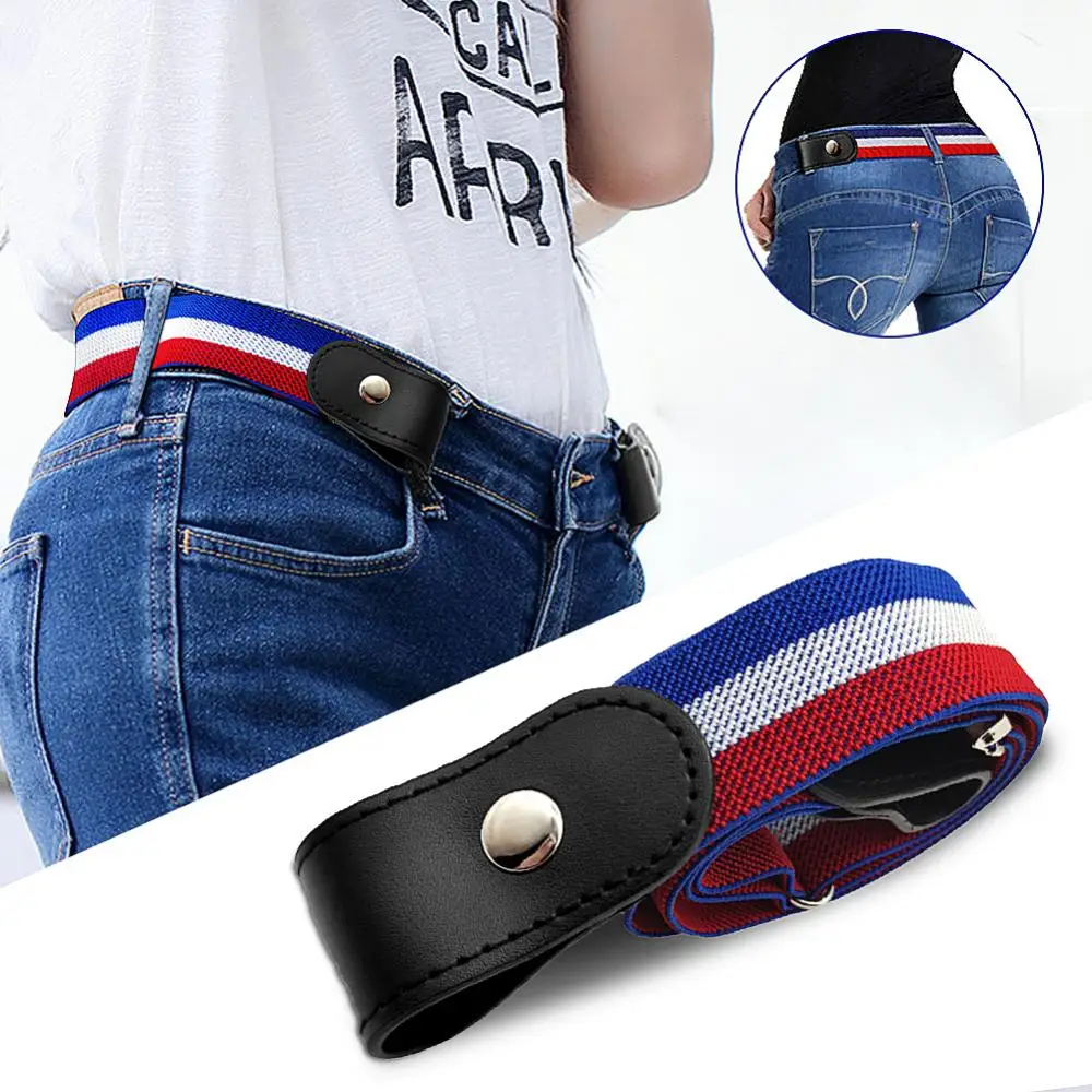 Buckle-Free Elastic Belt No Buckle Stretch Canvas Waistband Adult Child Adjustable Invisible Elastic Belts Jean Pant Accessories