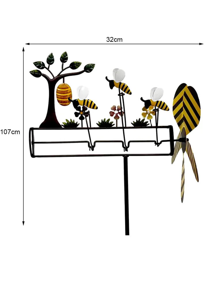 Piękna pszczoła wirligig wiatraczek 3D napędzana wiatrem kinetyczna rzeźba trawnik metalowy wiatr słoneczna przędzarki podwórko i wystrój ogrodu