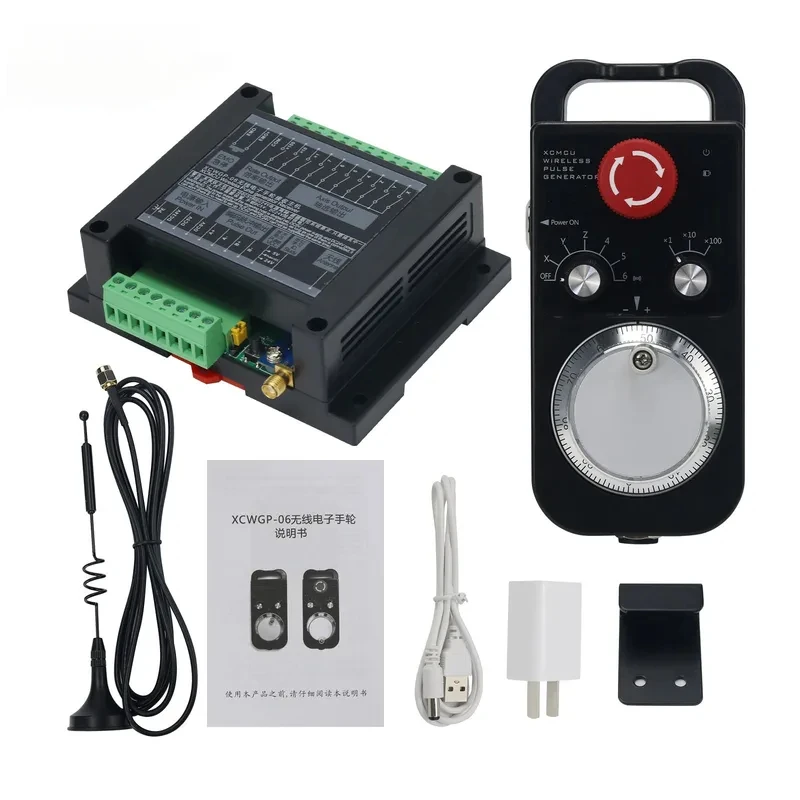 Maxgeek XCWGP-06 Wireless Pulse Generator Handle Unit CNC MPG Wireless Manual Pulse Generator with Emergency Stop Function