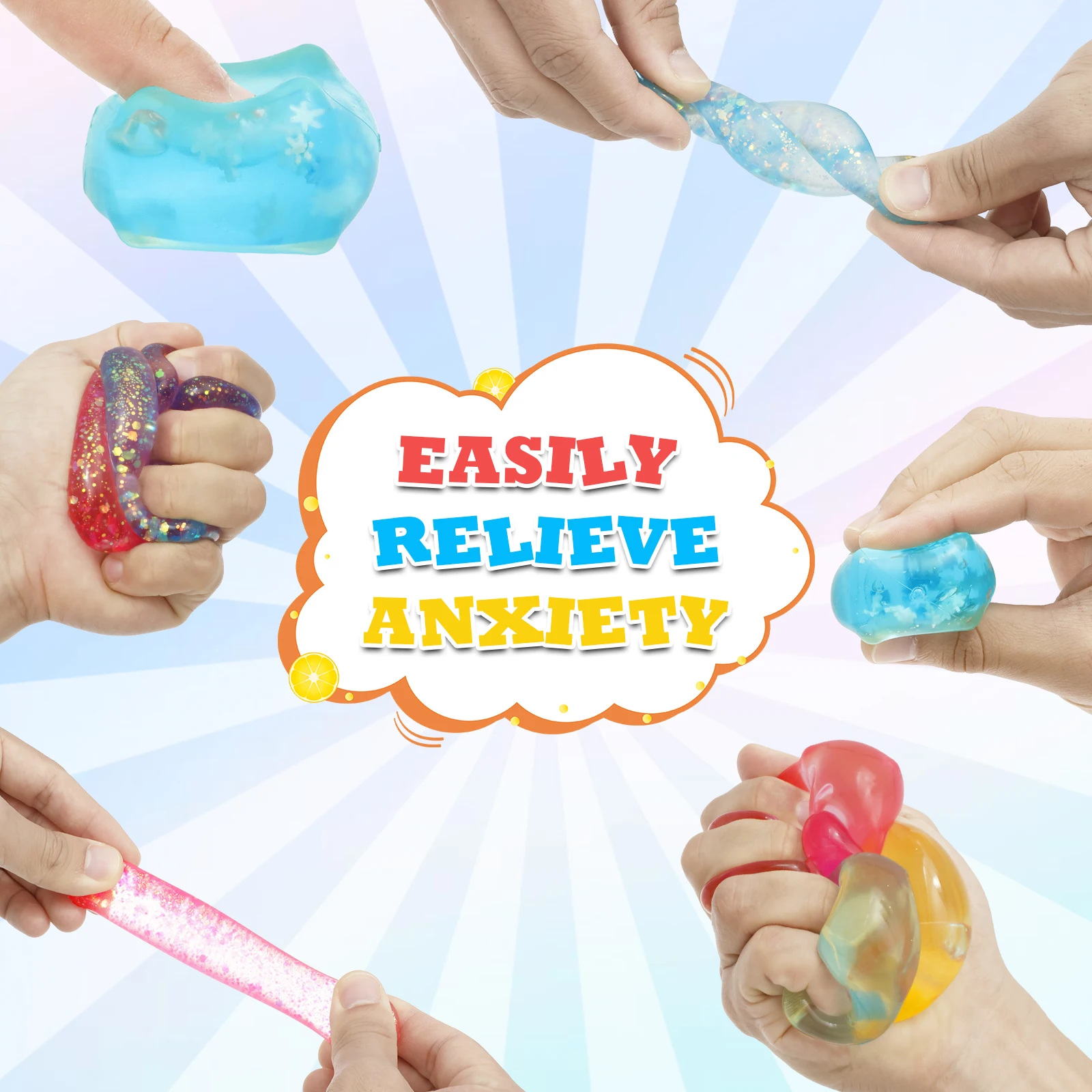 16 pezzi quadrati palla antistress di ghiaccio giocattoli agitarsi sollievo dallo stress ADHD autismo giocattoli sensoriali morbidi e squishy bomboniere regali per bambini adulti