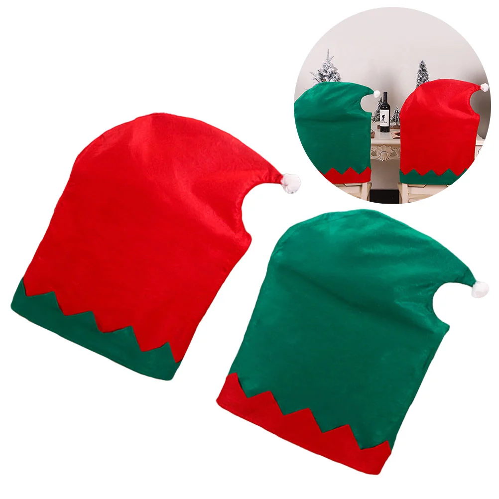 4Pcs Fashion Christmas Decorations Non-woven Chair Set Stool Set Chair Cover Chair Cover(Green and Red)