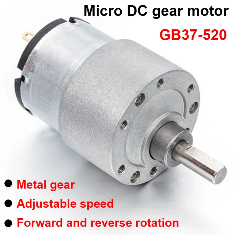 

JGB37-520 Miniature High Torque Gearbox 6V/12V/24V 7RPM~960RPM High Power Micro Speed Reversible Electric Gear DC Brush Motor