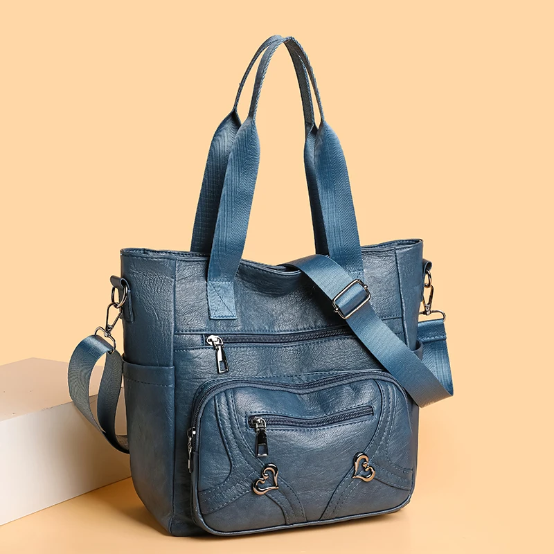 2025 New Large-capacity Soft Leather Fashion Shoulder Middle-aged Mother Bags Retro Simple PU High-end Portable Bag Sac A main