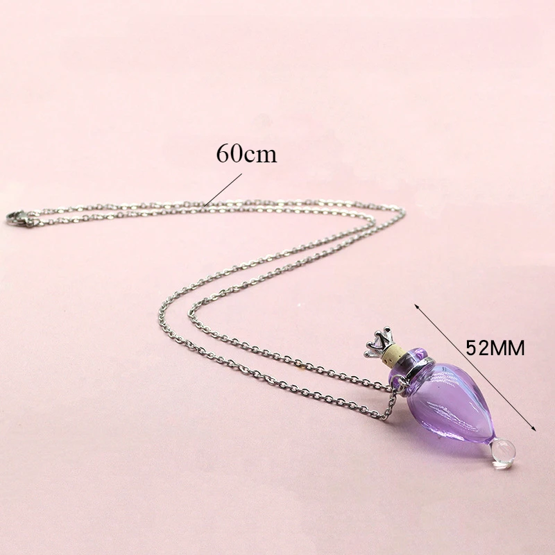 Water Drop Perfume Essential Oil Bottle Colored Glass Pendants DIY Fashion Women's Wishing Bottle Fragrance Expanding Necklace image 2