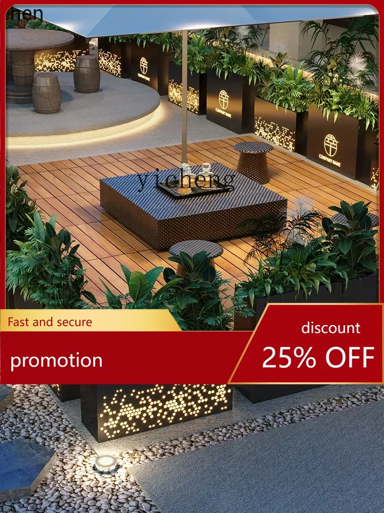 ZML Outdoor Flower Box Combination Solar Flower Planter Restaurant Milk Tea Shop Outdoor Partition Outdoor Flower Bed