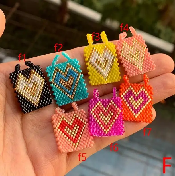 6PCS, Rainbow Heart Cross Pendant Miyuki Bead Necklace Charm, Love Bracelet Charm Colorful Accessories