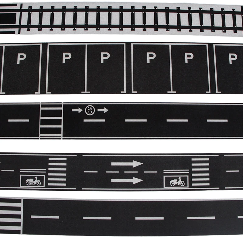 

1Roll 5M 1:12 Dollhouse Miniature Parking Scene Curve Sticker Road Traffic Railway Track Scene Tape Sticker Model Decor Toy