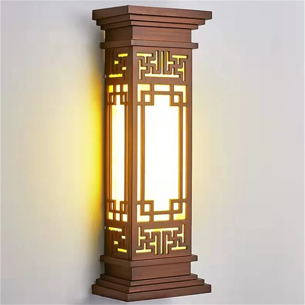 KERWIN Outdoor Light LED Chinese Style Wall Sconces Lamp Waterproof for Home Balcony Classical