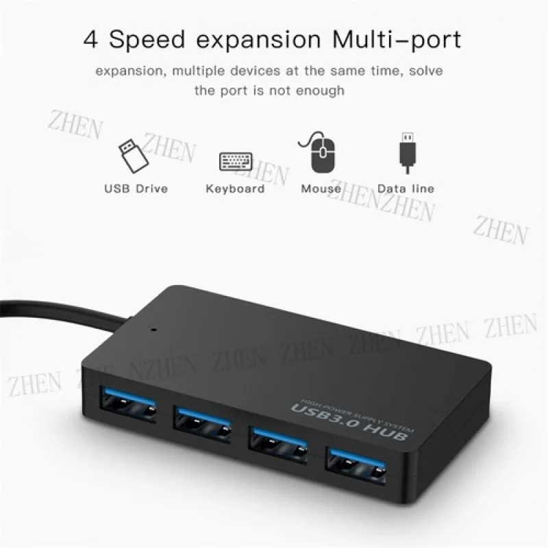 Y USB 3.0 HUB 4-Port Adapter Extender USB PC Splitter Laptop Powered AC Adapter