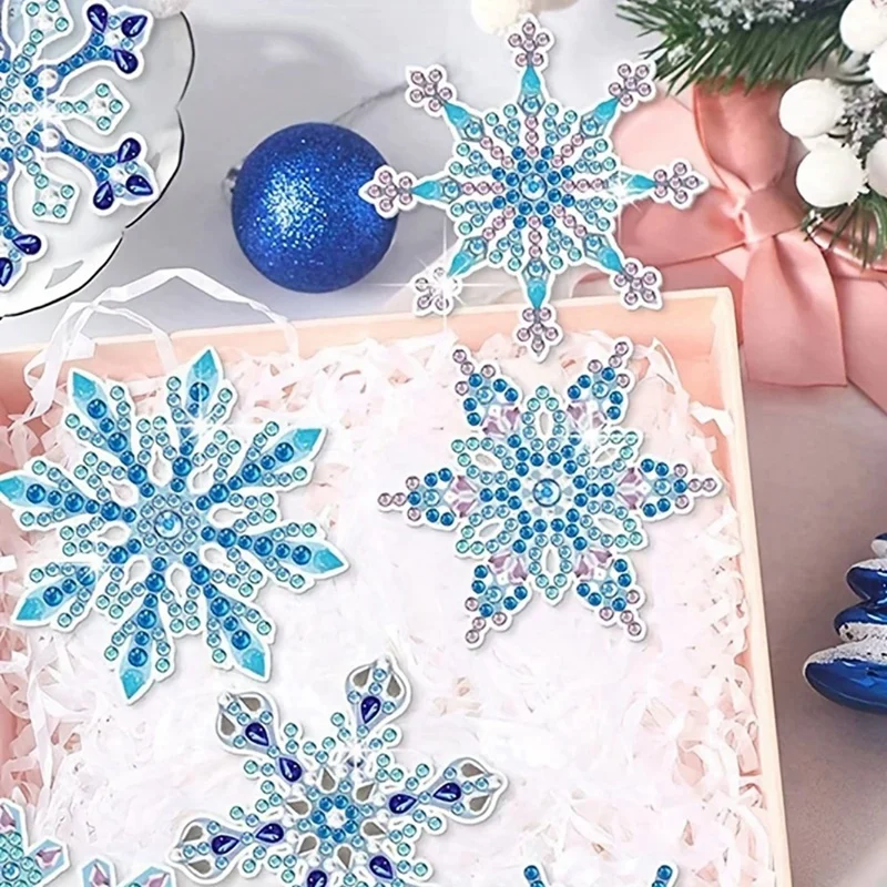 12PCS DIY Diamond Painting Snowflake Keychain Bookmark Material Kit Diamond Mosaic Crafts Kits Handmade Pendant,B Easy To Use