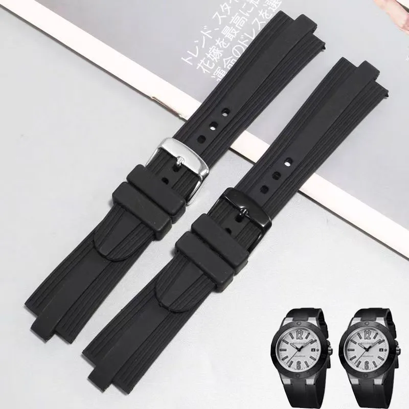 Men's 22-7mm black watch accessories straps For Bvlgari DIAGONO raised mouth waterproof and sweat proof silicone watch band