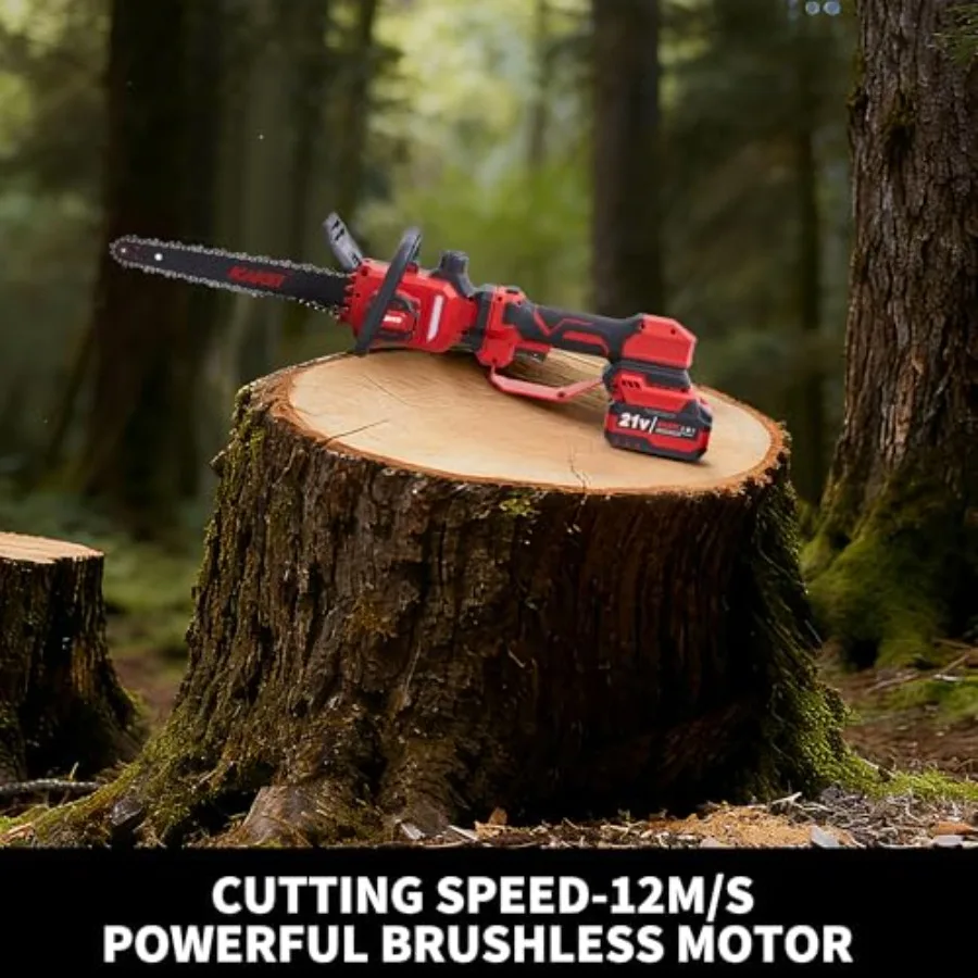 Gergaji Teleskopik Tanpa Kabel 21V untuk Penggunaan Rumah dan Taman, Gergaji Tiang Tanpa Kabel 12 Inci dengan Ekstensi 3 Kaki untuk Pemangkasan Pohon