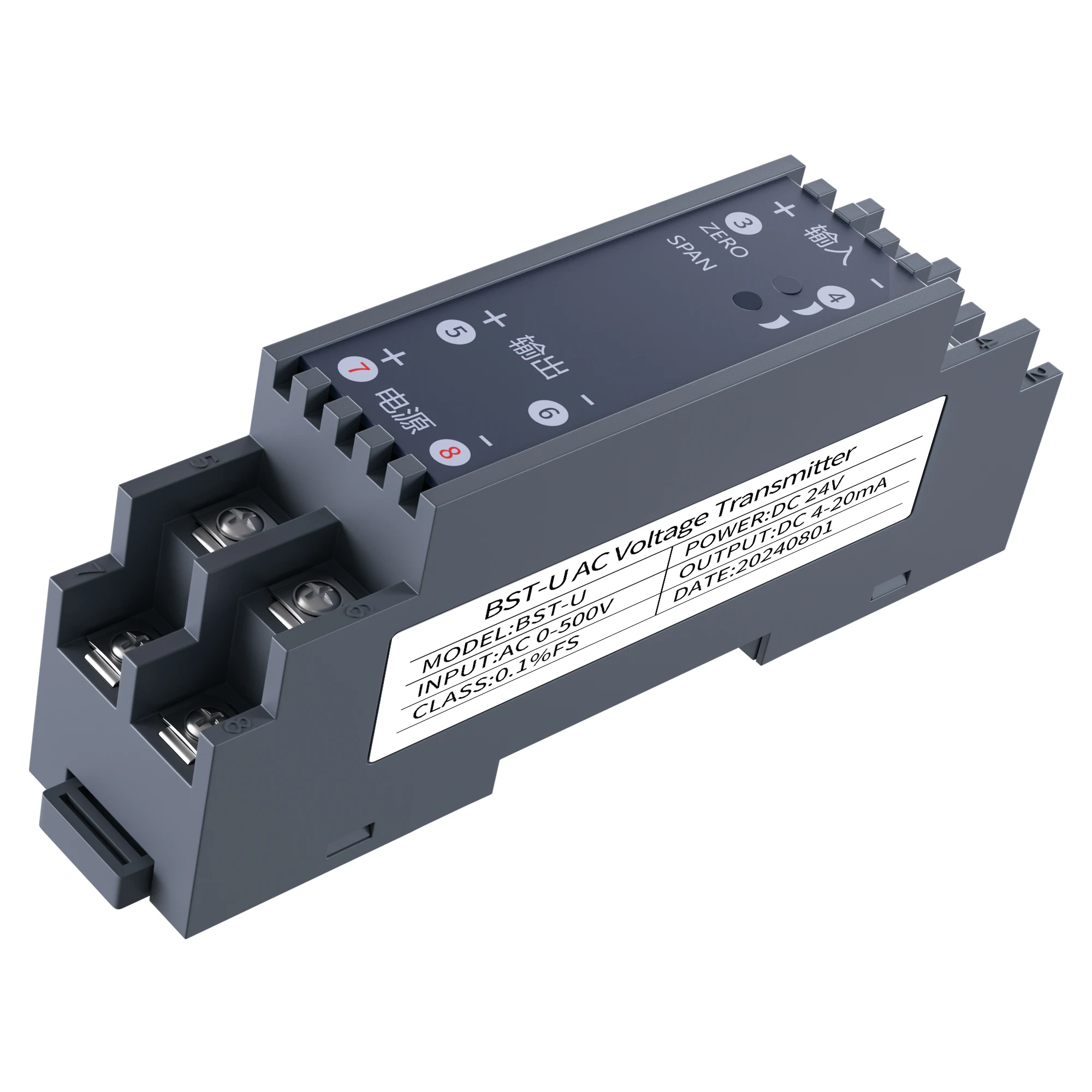 

BST-I AC Current Transducer 0-1A 0-2A 0-5A 0-10A to 4-20mA 0-10V 0-5V RS485 Current Transmitter