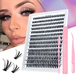 Lashes 280pcs DIY Eyelash Extension D Curl Long Individual Lashes Mixed Tray Faux Mink Lash Clusters Extensions