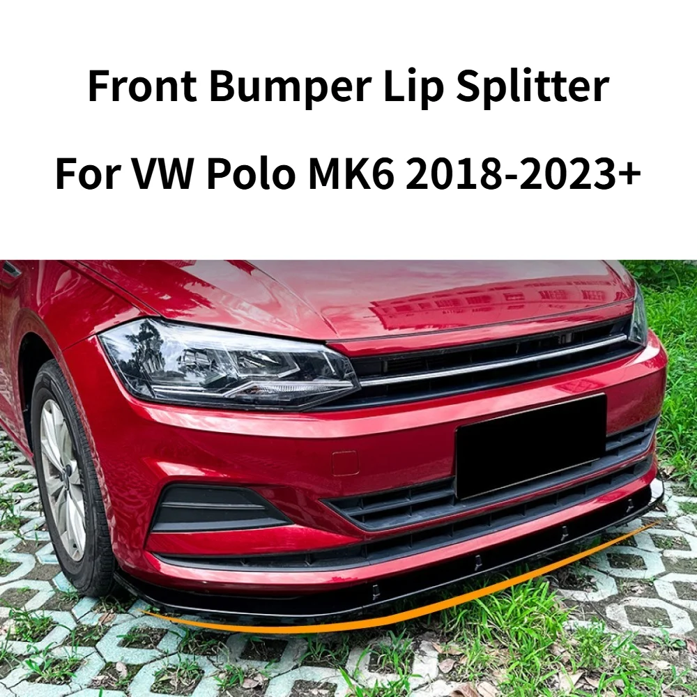 

Front Bumper Lip Spoiler Splitter Chin Spoiler Exterior Refit Kit For Volkswagen Polo MK6 2018 2019 2020 2021 2022 2023+