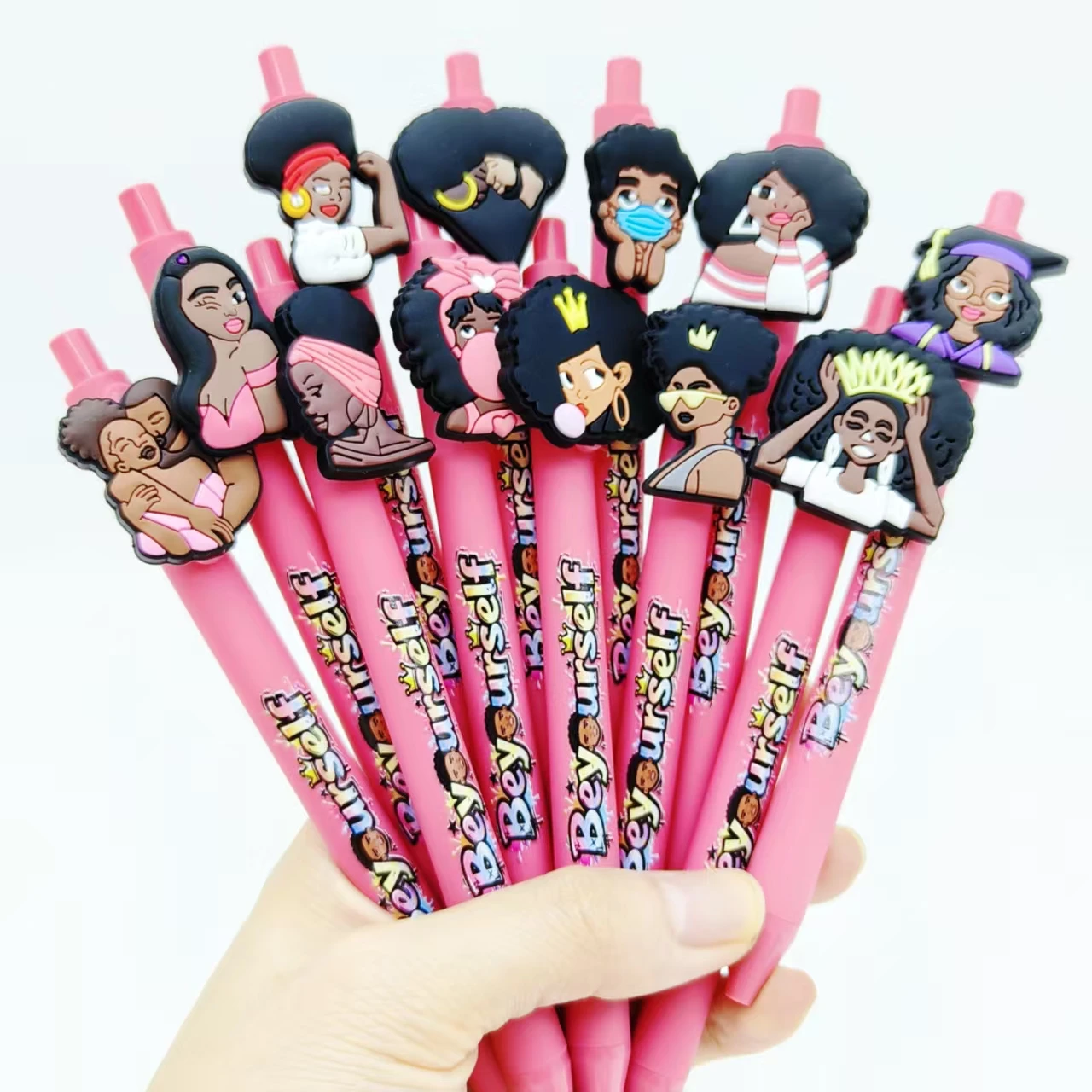 

8pcs/15pcs black patch printing ballpoint pen rouge powder series press gel pen