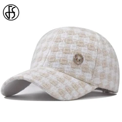 FS Winter Beige British Plaid Baseball Caps For Men Luxury Brand Women Designer Cap Cotton Streetwear Trucker Hats Gorras Mujer