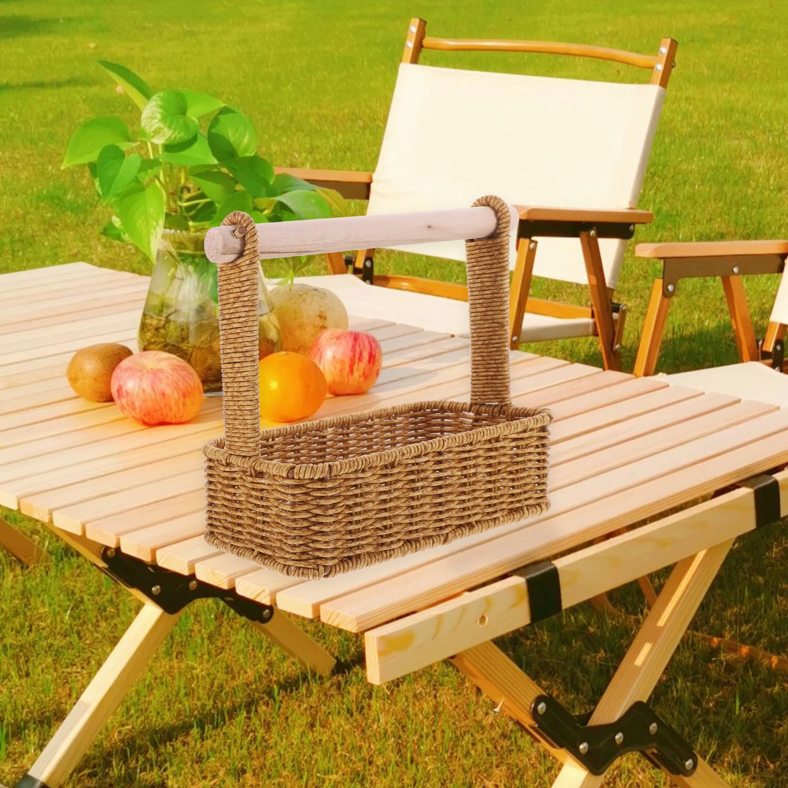 

Imitation Rattan Fruit Basket Woven Storage Container For Kitchen Snacks Vegetables Bread Organizer Handmade Rustic