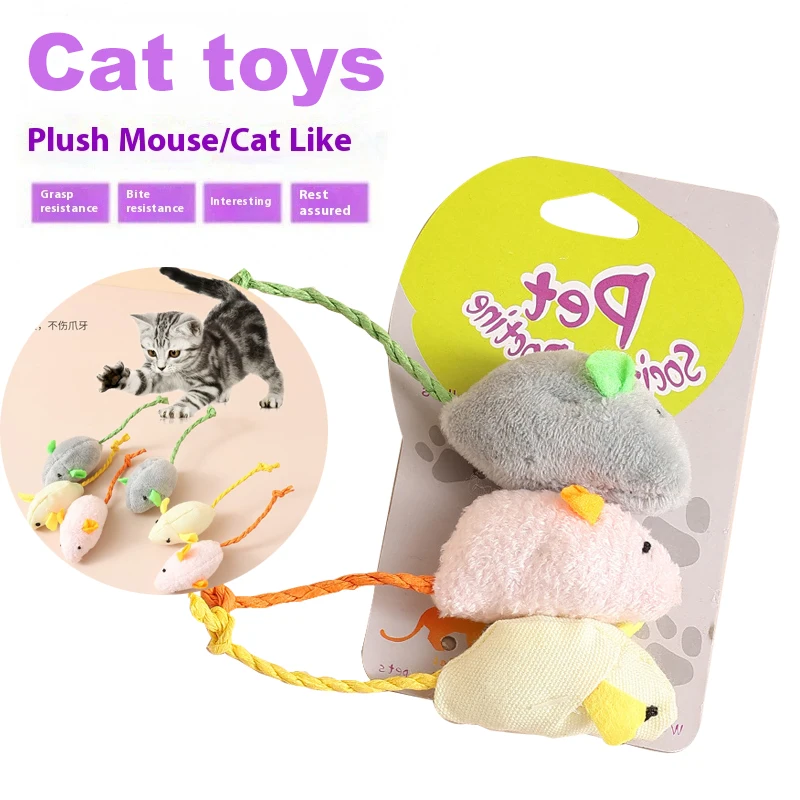 

3pcs New Plush Simulation Mouse Cat Toy Bite Resistance Plush Mouse Cat Scratch Interactive Mouse Toy Palying Toy For Cat Kitten