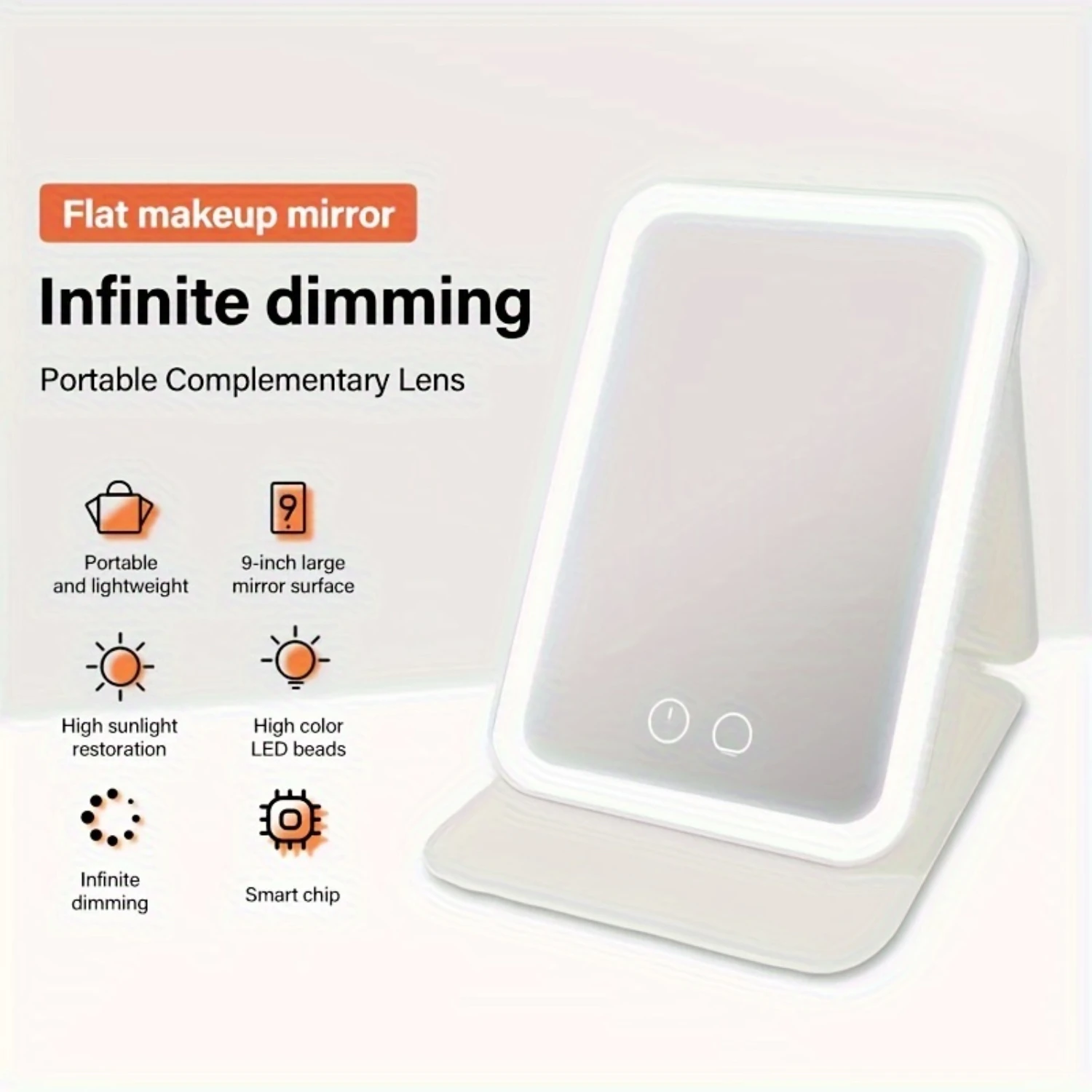 Klappbarer Pu-Make-up-Spiegel mit 3-farbigem dimmbarem Bildschirm und LED-Licht für die Reise-Schönheit, tragbarer Reise-Make-up-Spiegel mit Einstellung