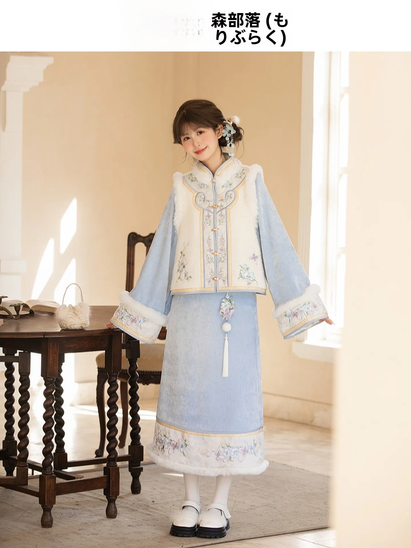 

Elegant High-Waist Embroidered Heavy-Work A-Line Skirt for Women Winter Season Polyester Fiber High Elasticity Daily Wear
