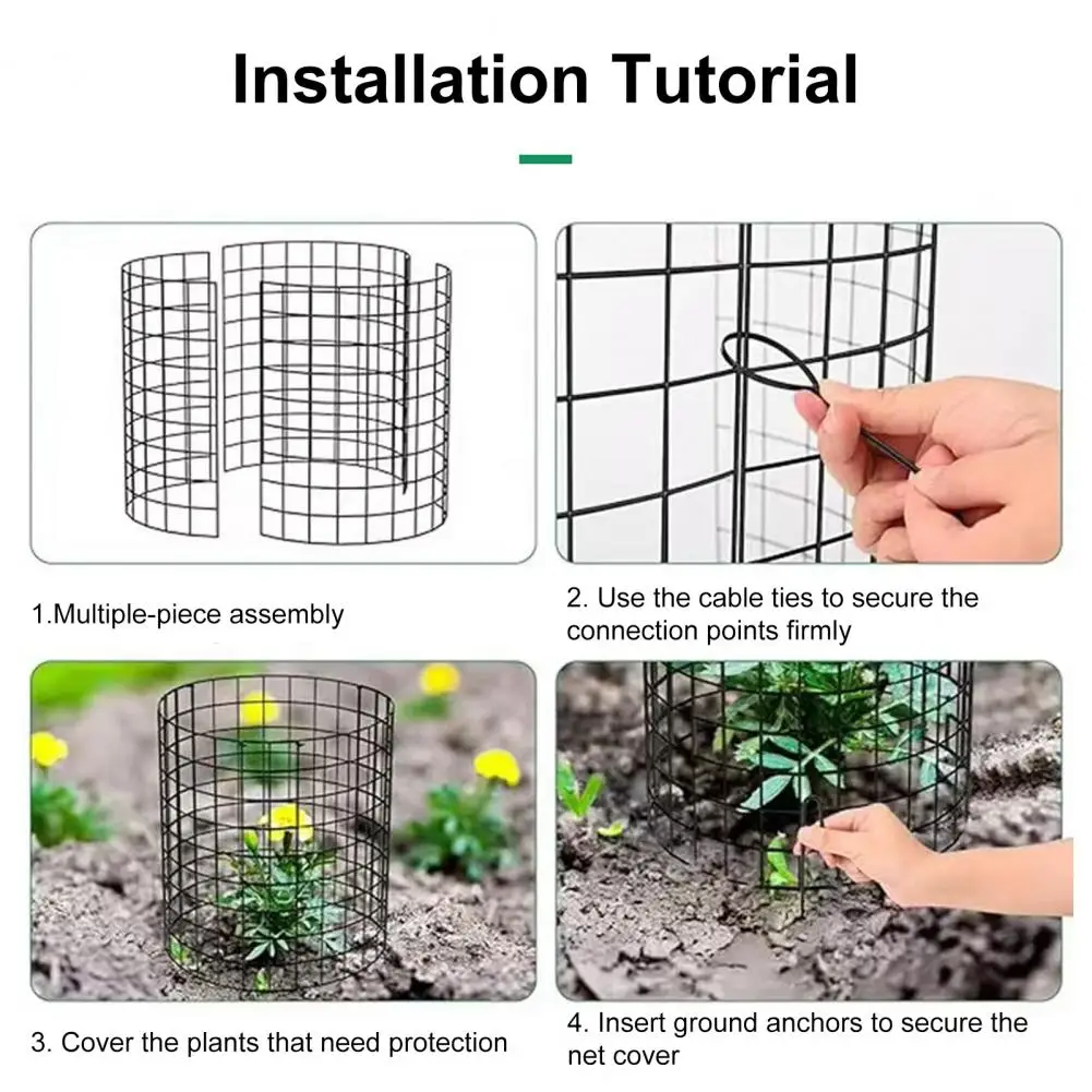 Metal Plant Protection Cage Tree Trunk Protector Wire Plant Protector Cage Set with Ground Stakes Metal Tree Trunk for Garden