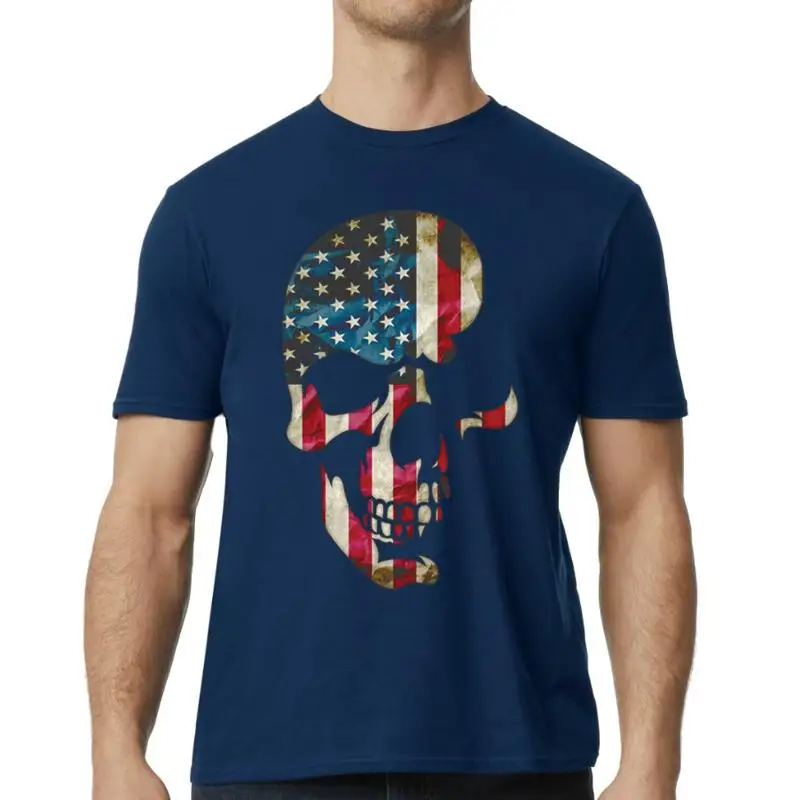 

Мужская футболка с американским флагом и черепом, патриотическая горда
