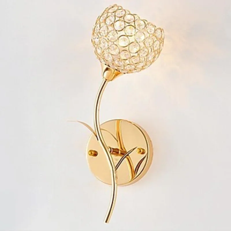 

Golden Crystal Wall Lamps Sconce Metal Crystal Wall Lamp Contains LED Bulbs Home Decor Lights