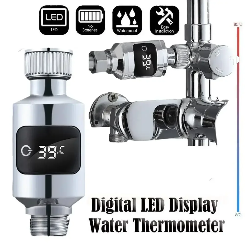 Shower Head Water Temperature Monitor Electricity LED Home Bathing Shower Water Faucets Thermometer Display Meter 360° Rotating