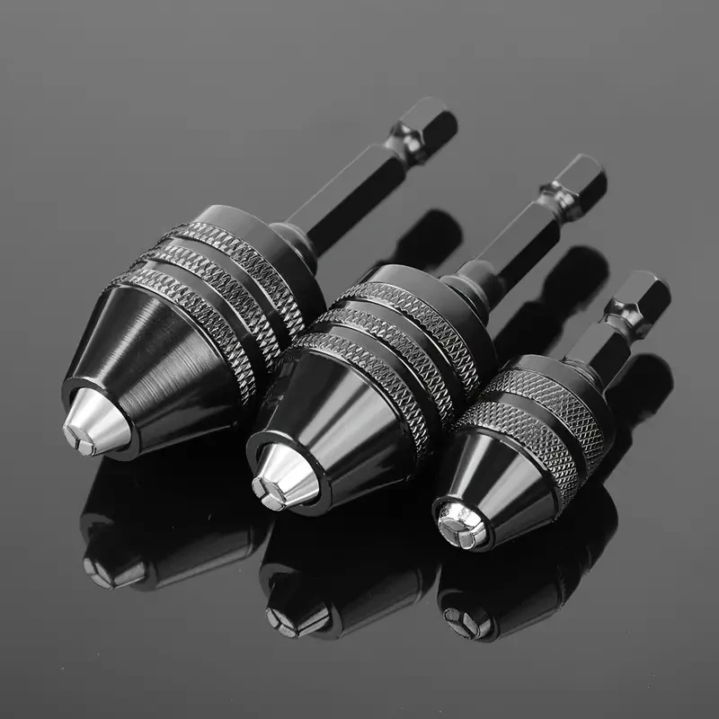 1Set Keyless Drill Chuck 0.3-8mm Self-Tighten Electric Drill Bits Collet Fixture Tools 1/4