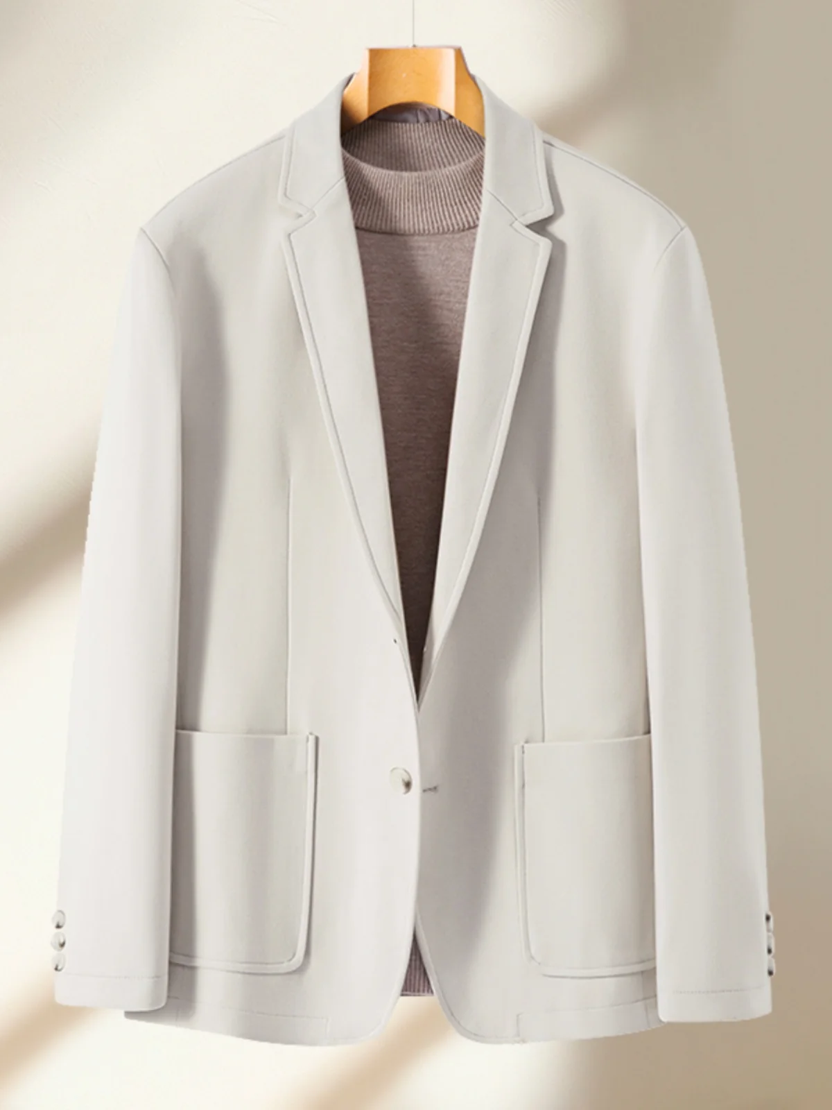 

Мужской повседневный деловой костюм-пиджак приталенного кроя, легкий, модный, весенне-осенний, не требующий глажки, из полиэфирного волокна, длинный