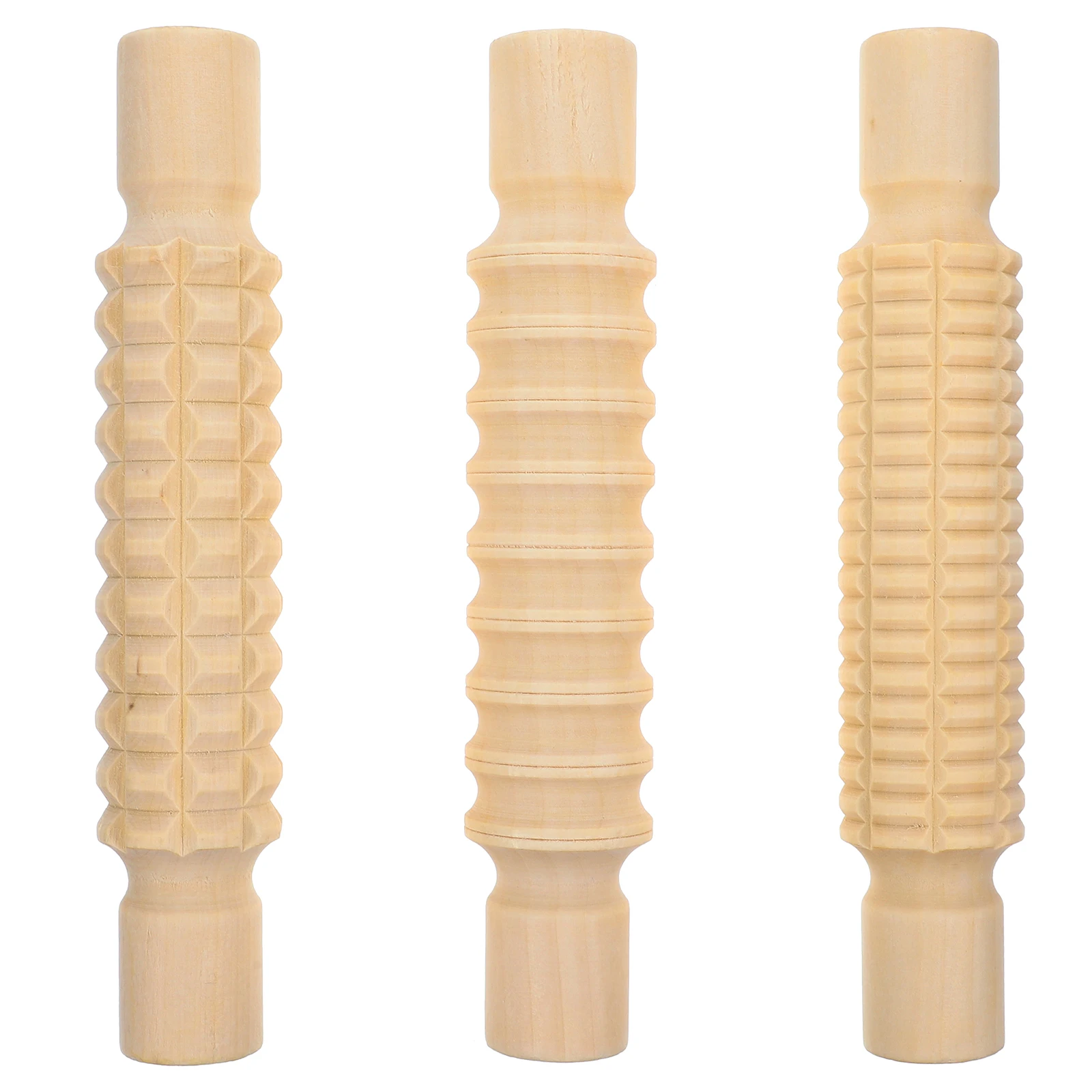 

3pcs Wooden Rolling Pin Set Embossed Patterns For Baking Clay Craft Dough Roller Diy Pastry Pizza Bread Kitchen Tools