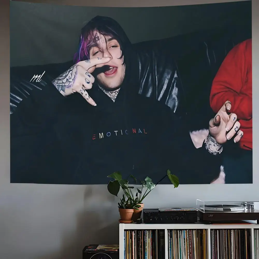 

L-LilPeeps Rap Singer Music Tapestry House Bedroom Living Bar Garden Microfiber Decoration Background Art Custom Banner