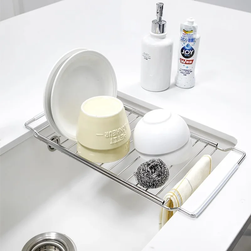 

Stainless Steel Telescopic Sink Organizer - Multi-Purpose Drainage Rack for Dishes, Fruits, Vegetables and Dishcloths